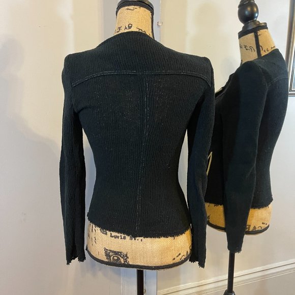 IRO Black Dana Jacket Knit Moto Full Zip - Picture 7 of 9